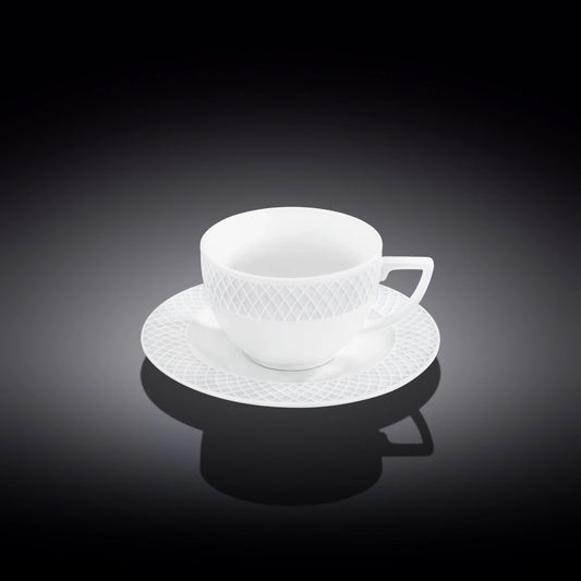 Wilmax Cup and Saucer White Porcelain 240ml, set of 6 WL-880105/6C