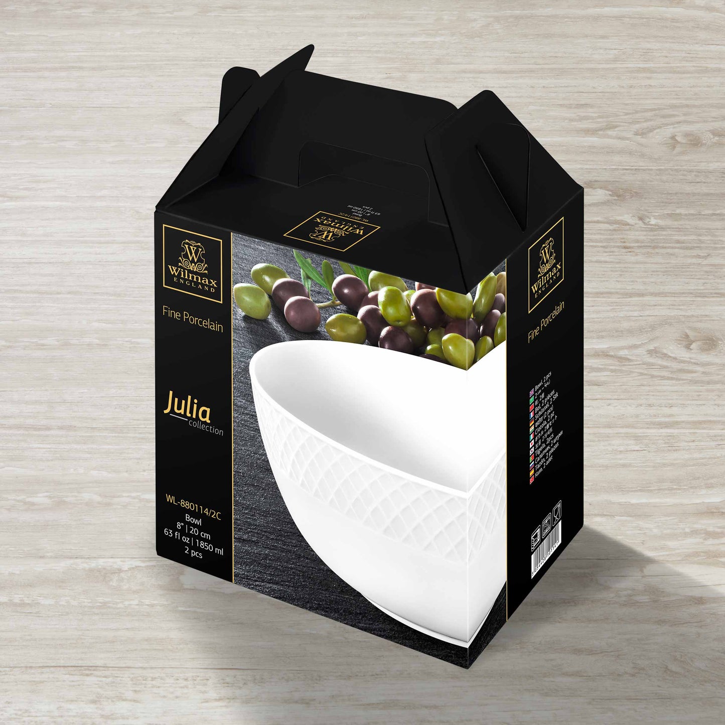 Wilmax Schaal Wit Porselein 20 cm 2-delig WL-880114/2C