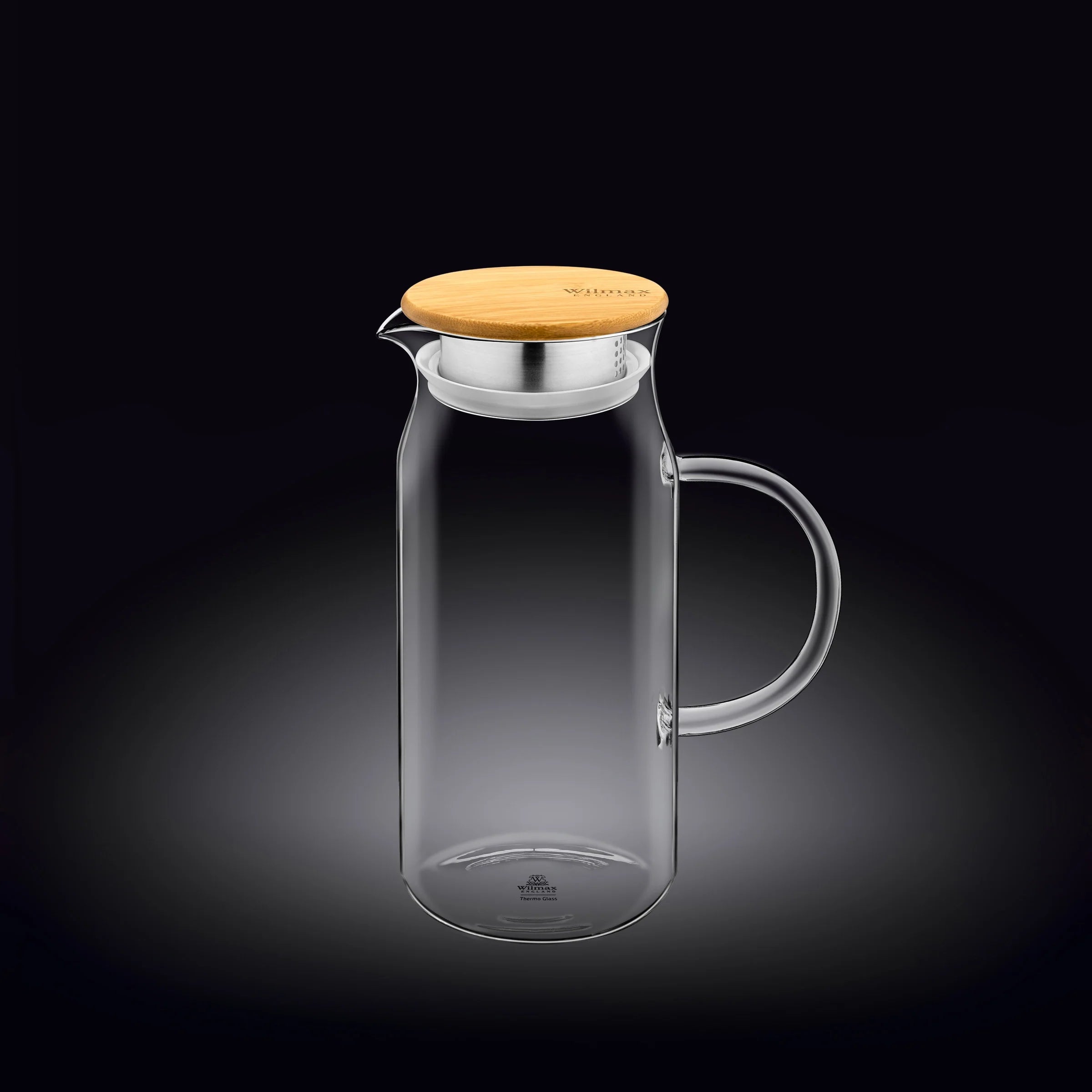 Wilmax Karaf 1000 ml Thermoglas met Bamboe Deksel Transparant