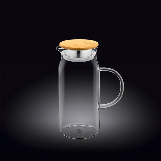 Wilmax Karaf 1000 ml Thermoglas met Bamboe Deksel Transparant