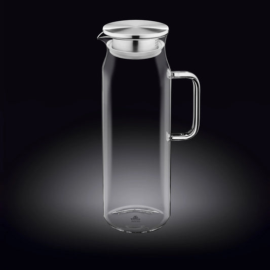 Wilmax Borosilikat-Glaskrug 1500 ml mit Edelstahl-Deckel WL-888210/A