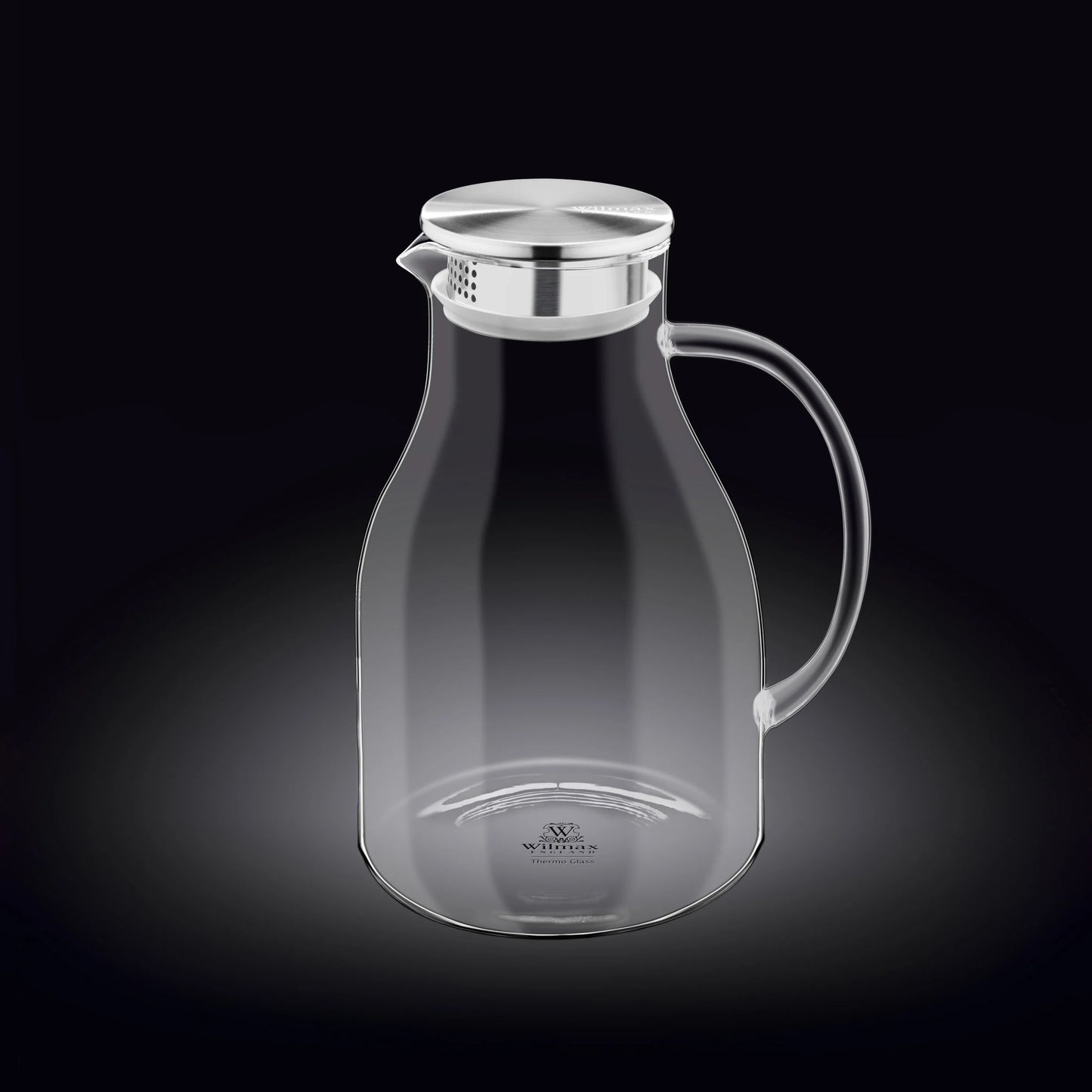 Wilmax Karaffe aus Borosilikat Glas, 2500 ml, Edelstahl-Deckel WL-888211/A