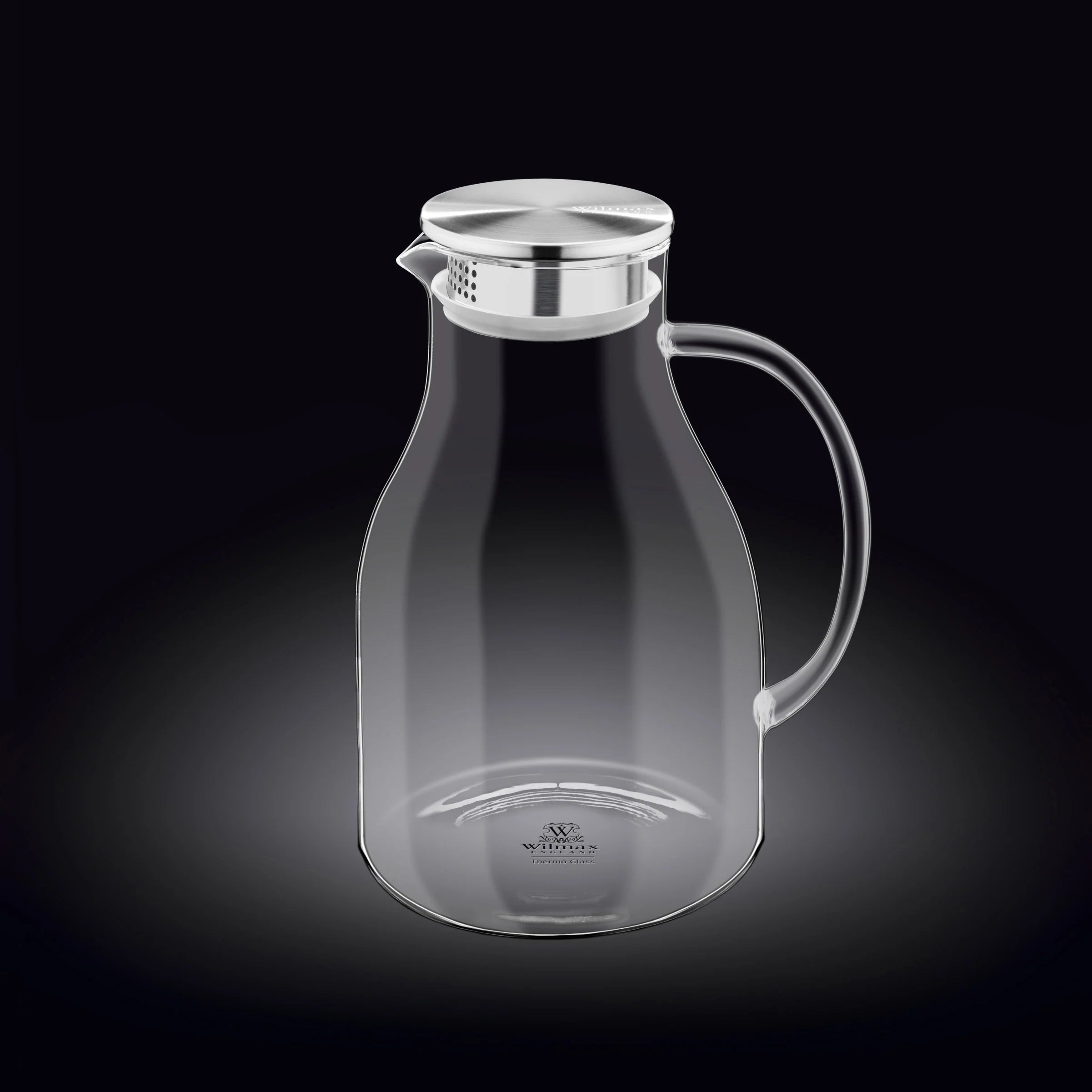 Wilmax Karaffe aus Borosilikat Glas, 2500 ml, Edelstahl-Deckel WL-888211/A