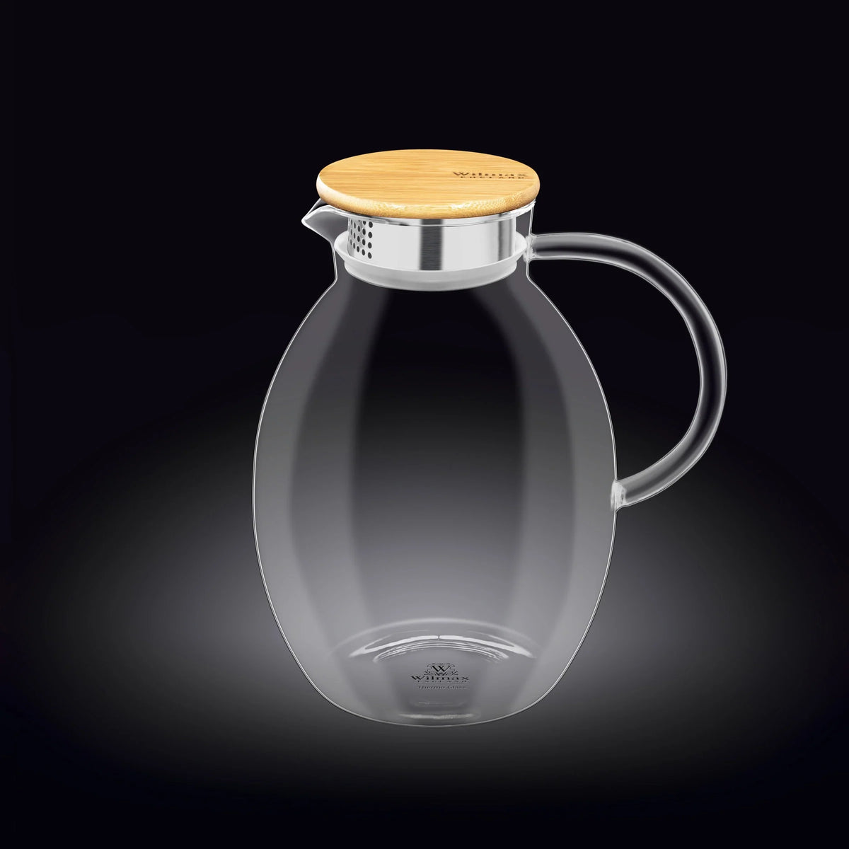 Wilmax Karaf 2400 ml Thermoglas met bamboedeksel Transparant