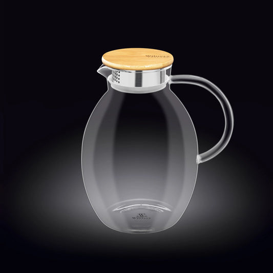 Wilmax Karaf 2400 ml Thermoglas met bamboedeksel Transparant
