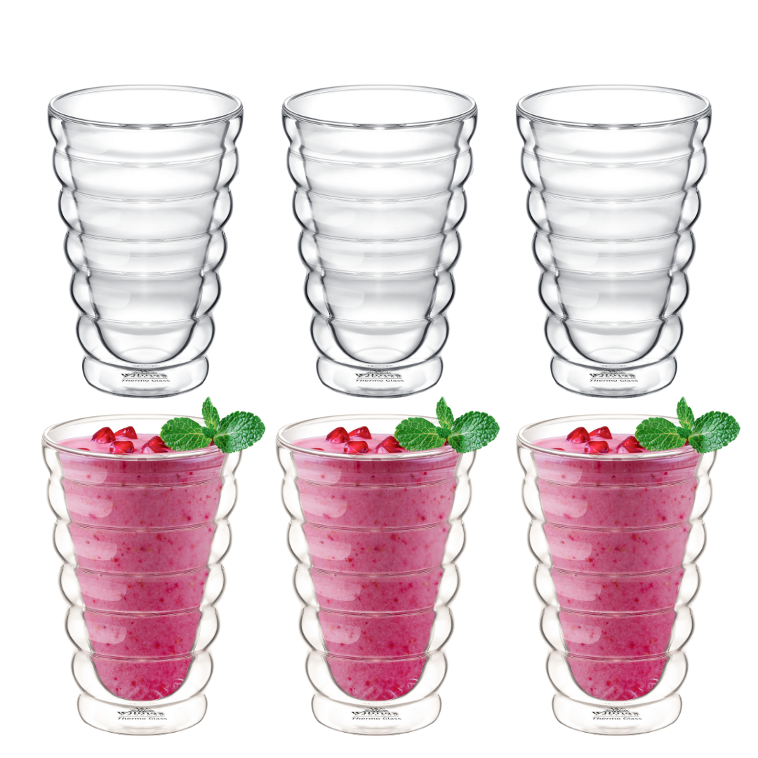 Wilmax Glas mit Doppelwand, 400 ml, 6er Set, WL-888418/A6