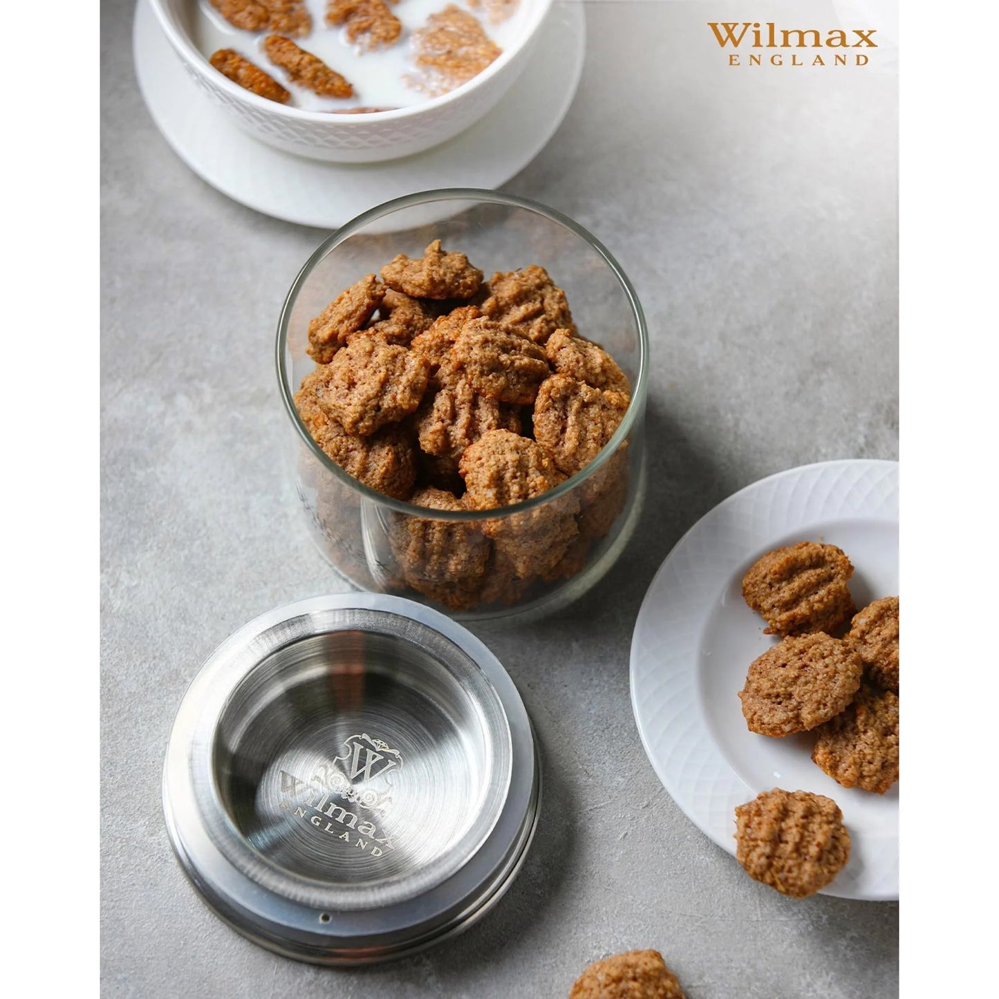 Wilmax England: 3x Voorraadpot 600ml RVS deksel WL-888512/A3