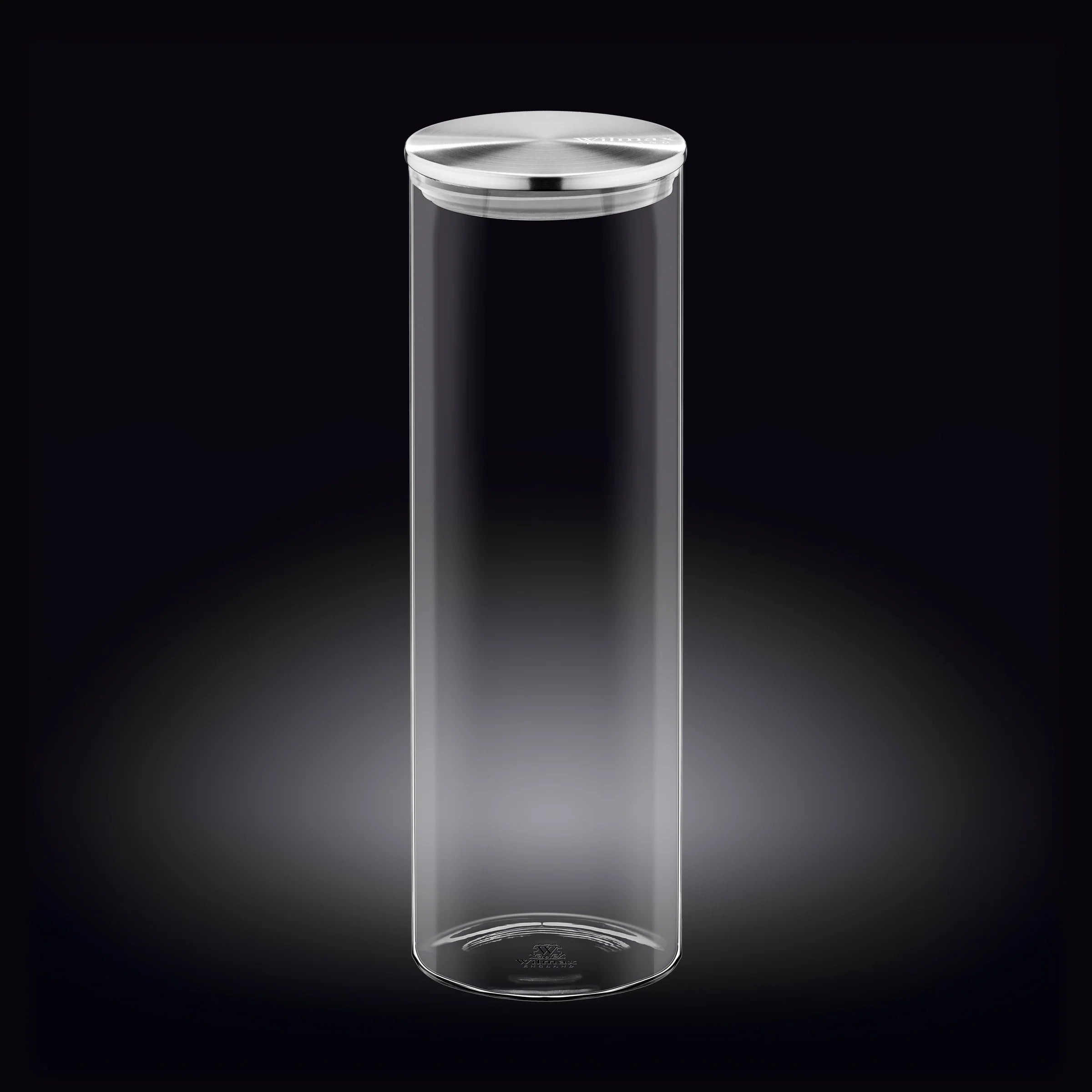 Wilmax Vorratsglas mit Deckel, Borosilicate glass, 2000 ml, Edelstahl-Deckel, WL-888520/A