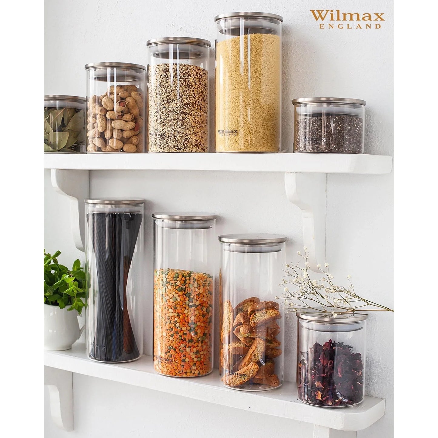 Wilmax Voorraadpot 2L, RVS Deksel, Transparant, WL-888520/A