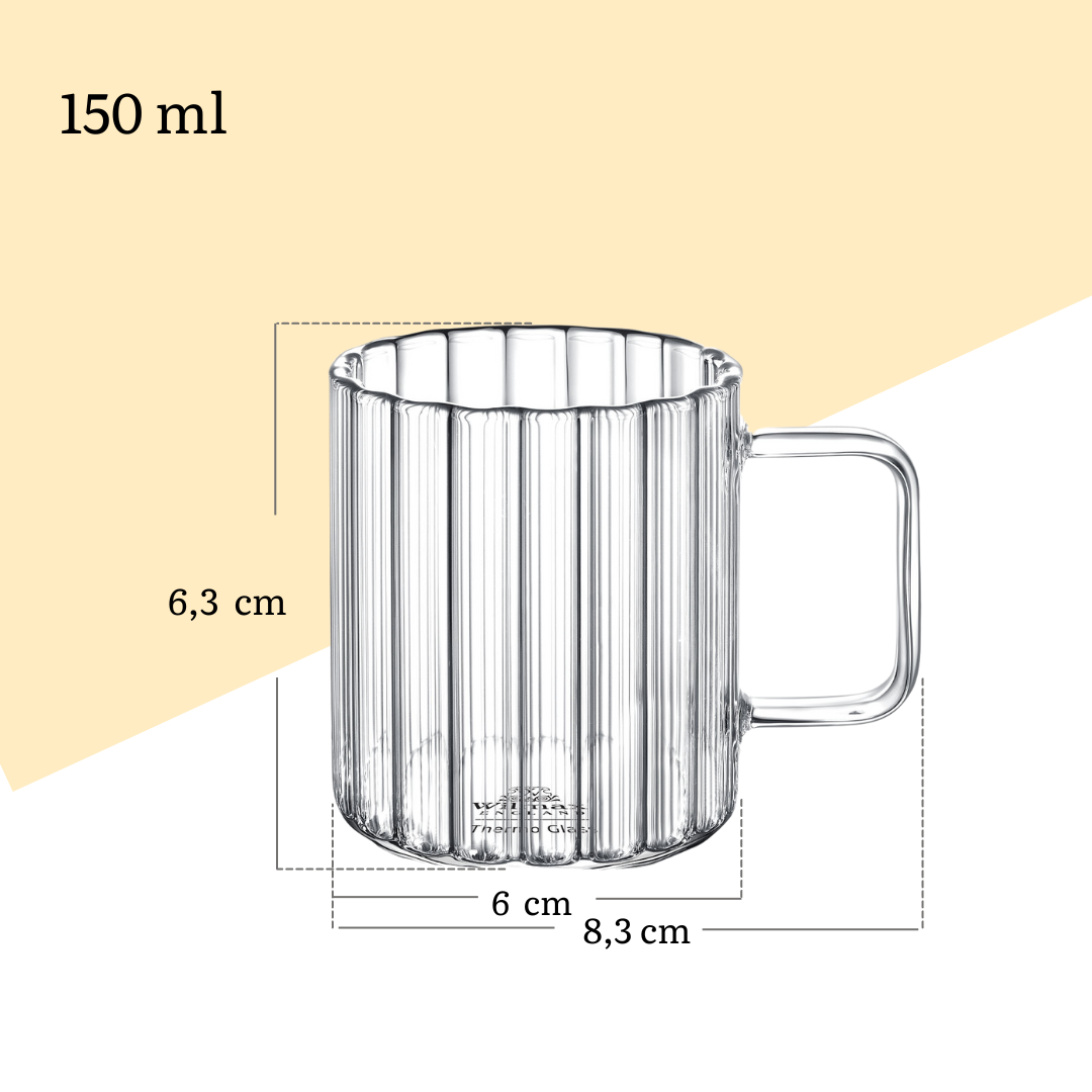 Wilmax Geribbeld Thermoglas 150 ml 6 stuks WL-888613/A6