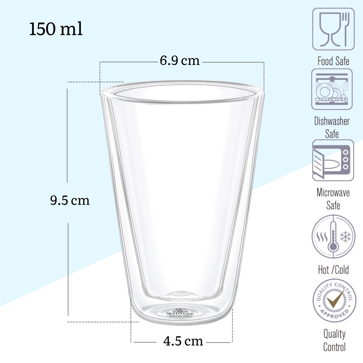 Wilmax Dubbelwandig Glas 150 ml Transparant WL-888702/A