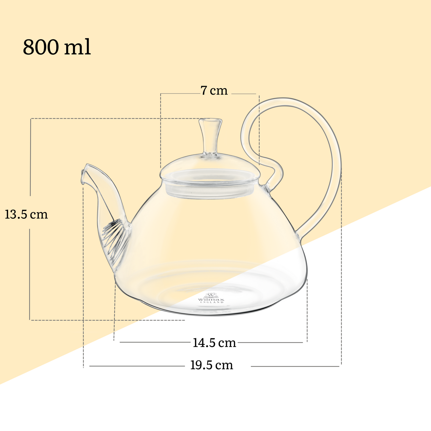 Wilmax Theepot 800 ml Borosilicaatglas met Veerfilter WL-888817/A