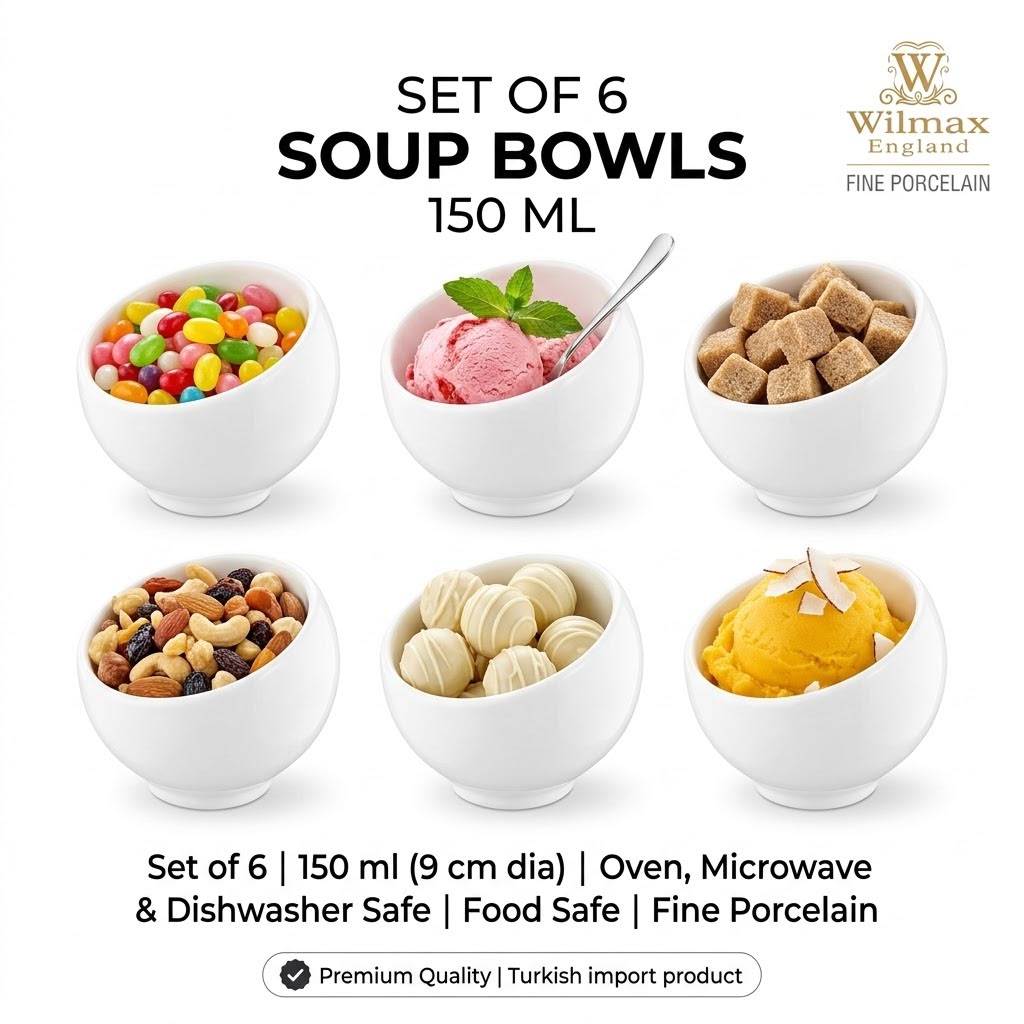 Wilmax Dessertschaaltjes Wit Porselein 8.5x9 cm set van 6