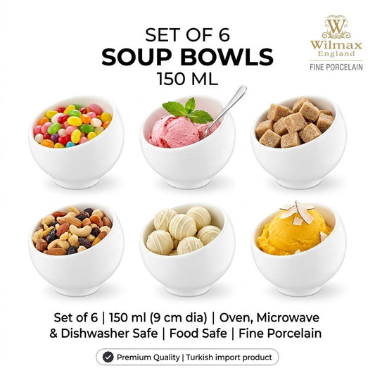 Wilmax Dessertschaaltjes Wit Porselein 8.5x9 cm set van 6