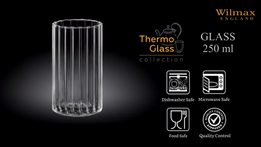 Wilmax Geribbeld Borosilicaatglas 250 ml Transparant