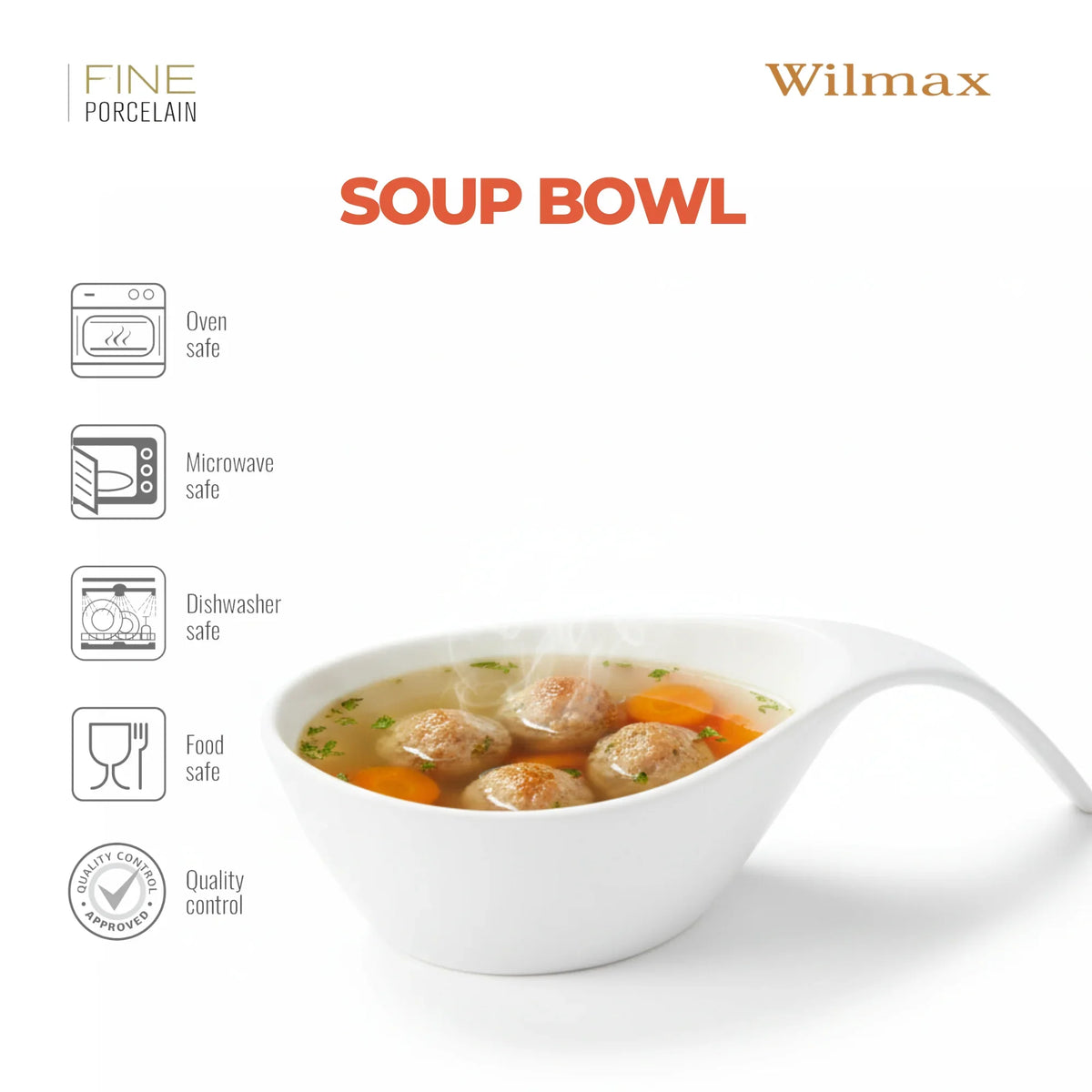 Wilmax Schaaltje 450 ml van porselein, Wit