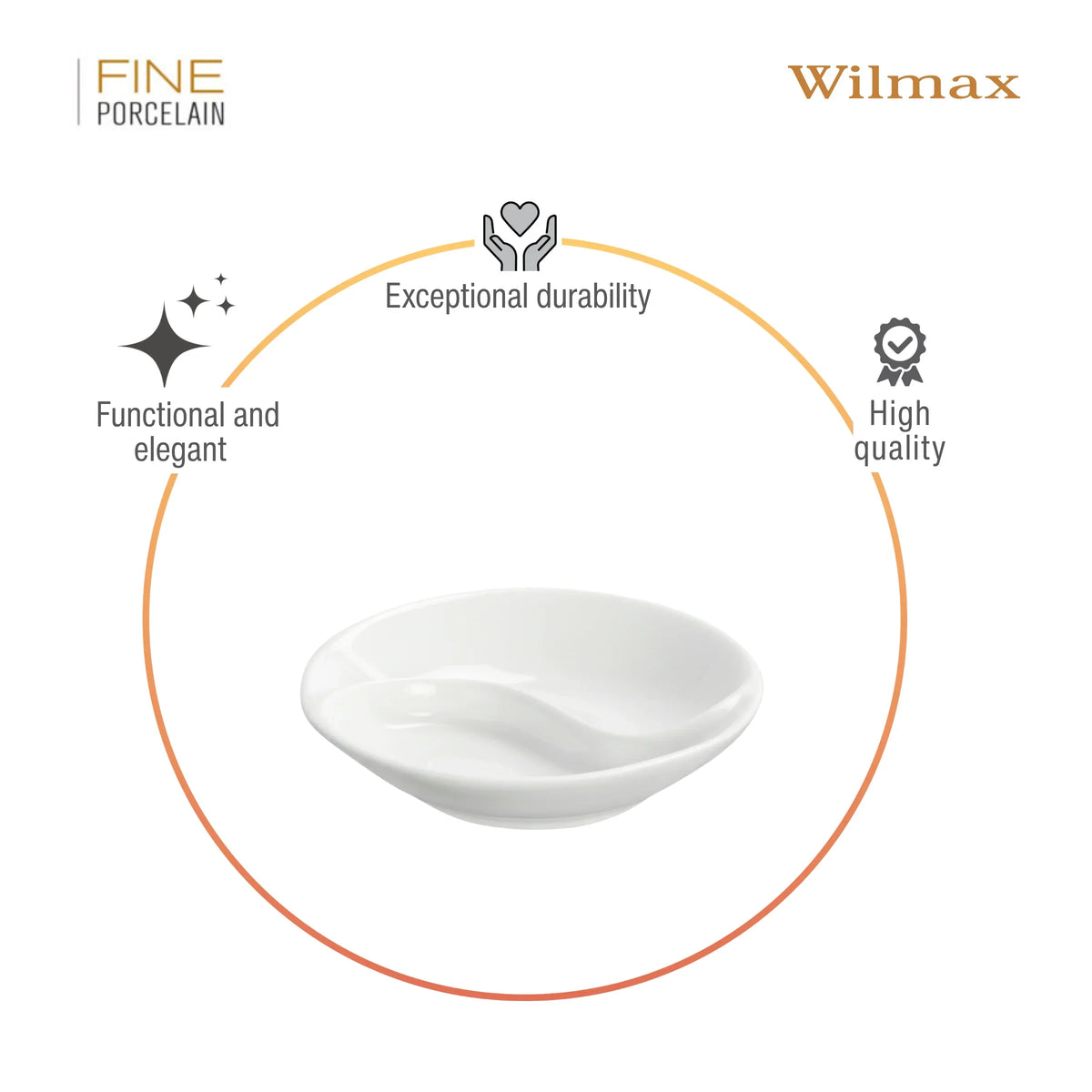 Wilmax Sojaschaaltje met vakken 9 cm Porselein Wit