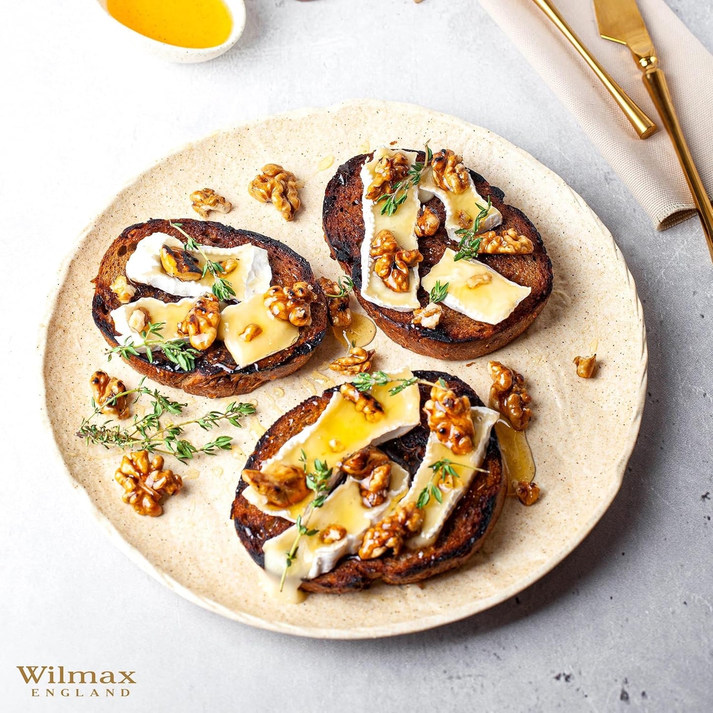 Wilmax Runder Dessertteller 23 cm, Sandsteinoptik, 3er Set WL-661325/A3