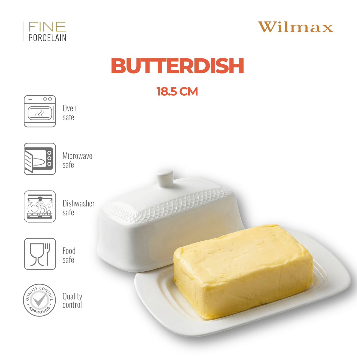 Wilmax Botervloot met deksel Porselein WL-880101601/A