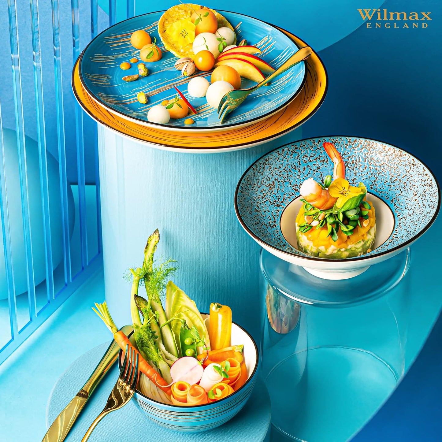 Wilmax Runder Teller Blau 25 cm – Elegantes Design für Speisen – WL-669614/A