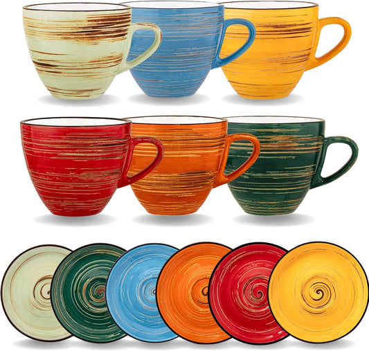 Wilmax SPIRAL Tassen mit Untertassen 6er Set 300 ml Porzellan WL-669MIX36