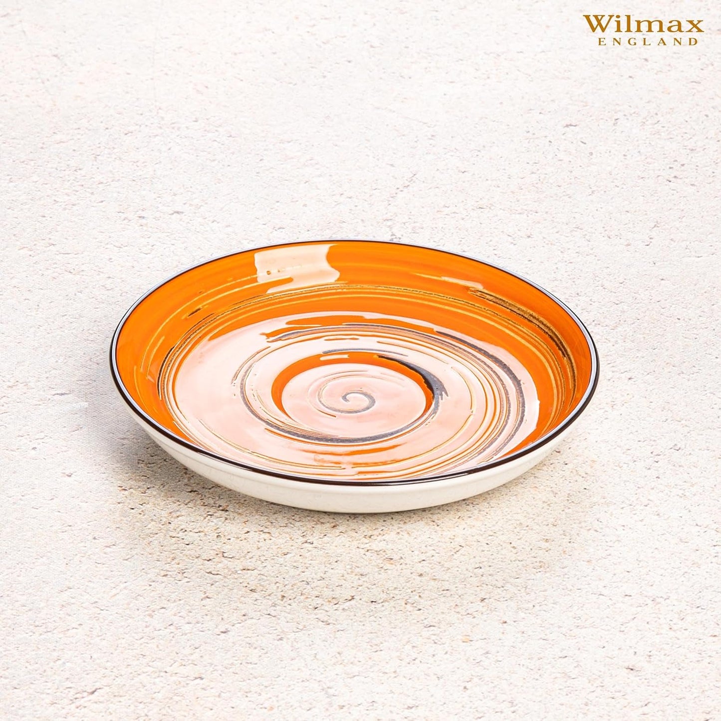 Wilmax Porzellan Untertasse, 15 cm, Spiral Orange Kollektion, WL-669336/B