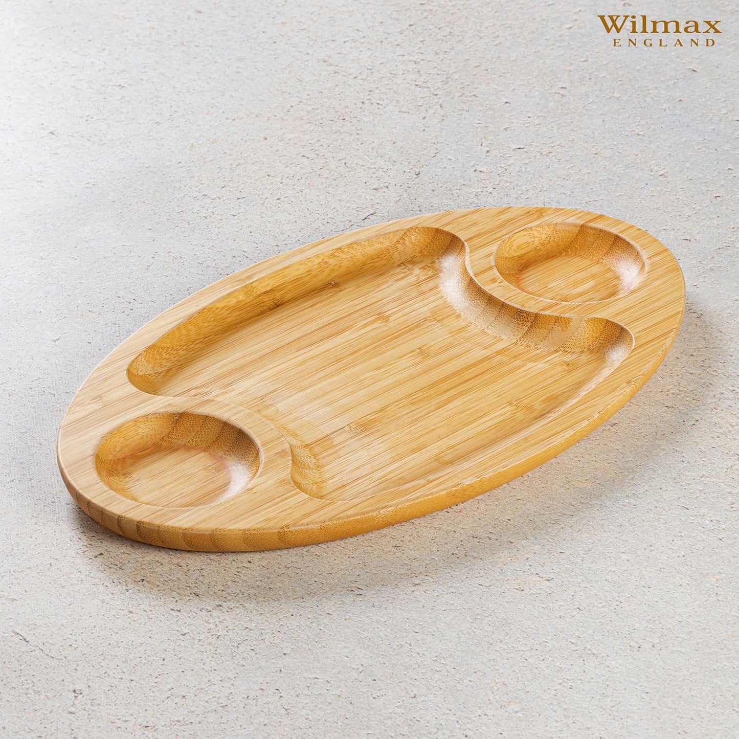 Wilmax 3-teilige Servierplatte aus natürlichem Bambus, 45.5 x 25 cm – WL-771041/A