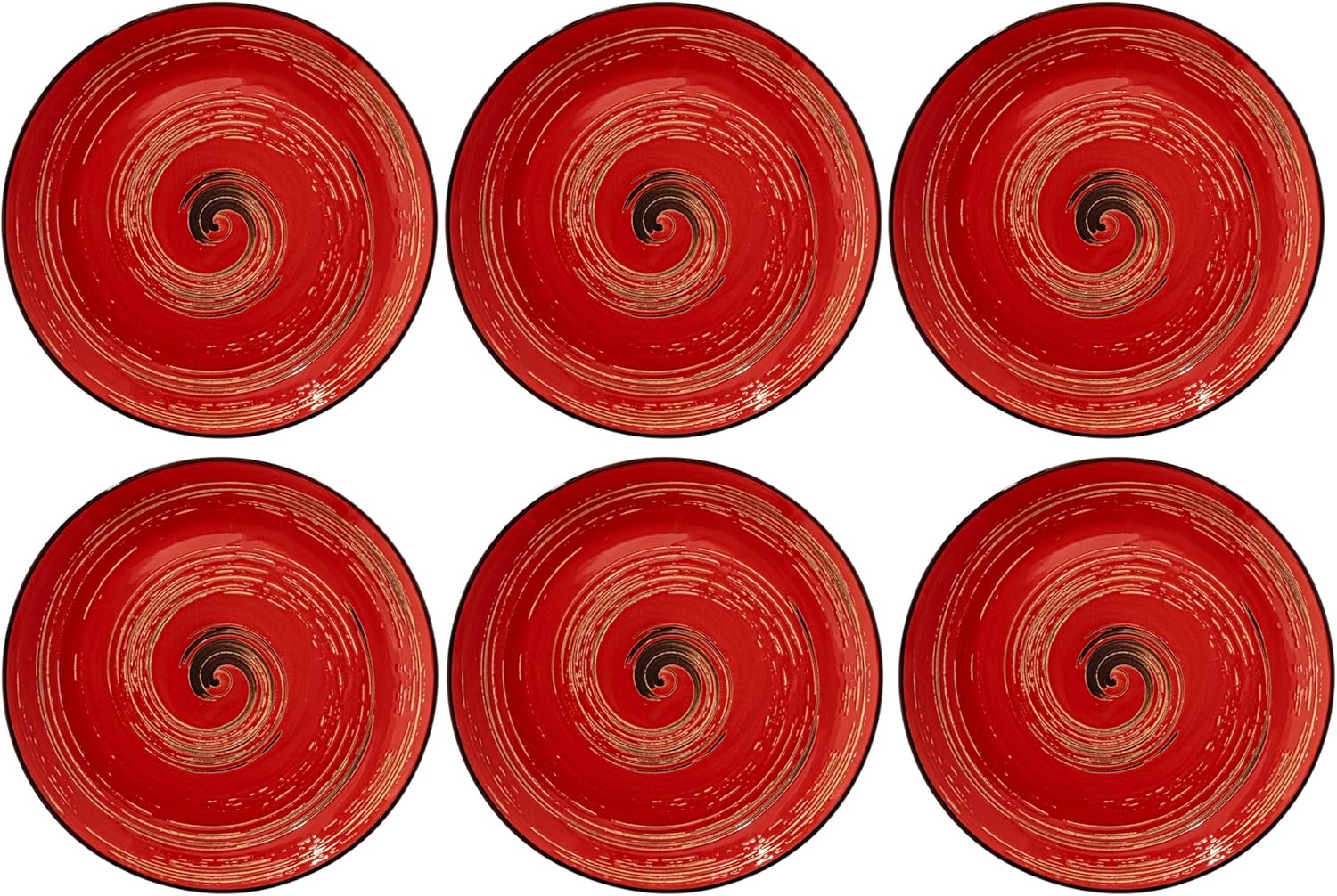 Wilmax Runde Porzellanteller 20.5 cm, 6er Set, rot – WL-669212/A6