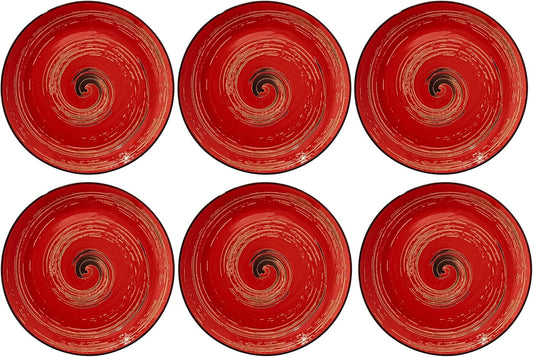 Wilmax Bord 20 cm Rood Porselein Set van 6 WL-669212/A6