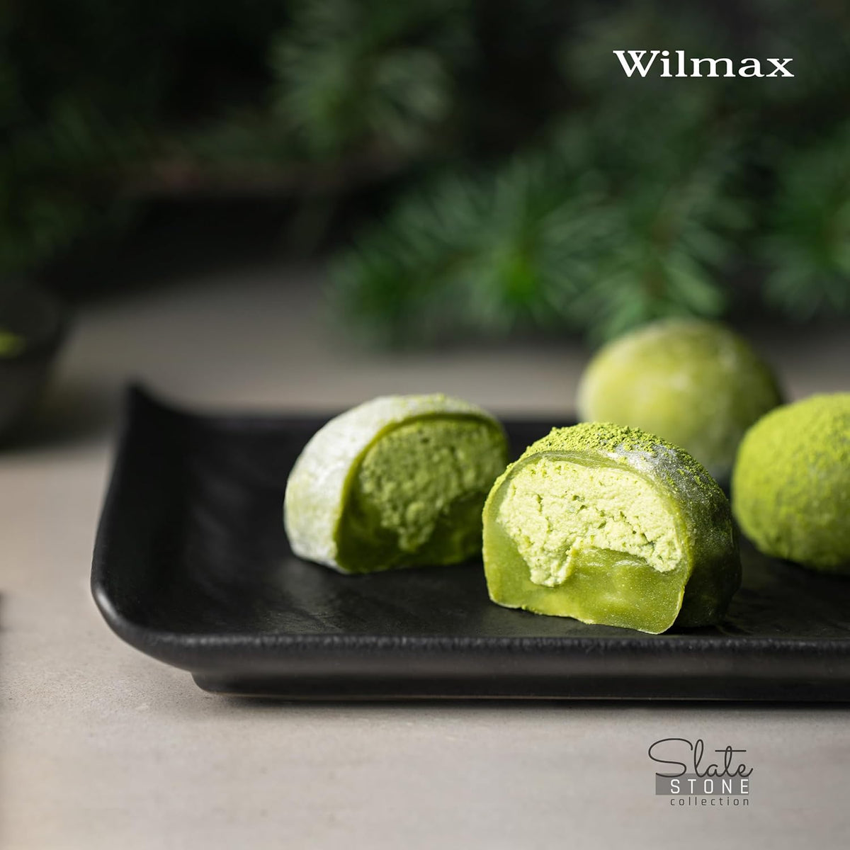 Wilmax Vierkante schaal SlateStone Zwart 27x27 cm Set van 2