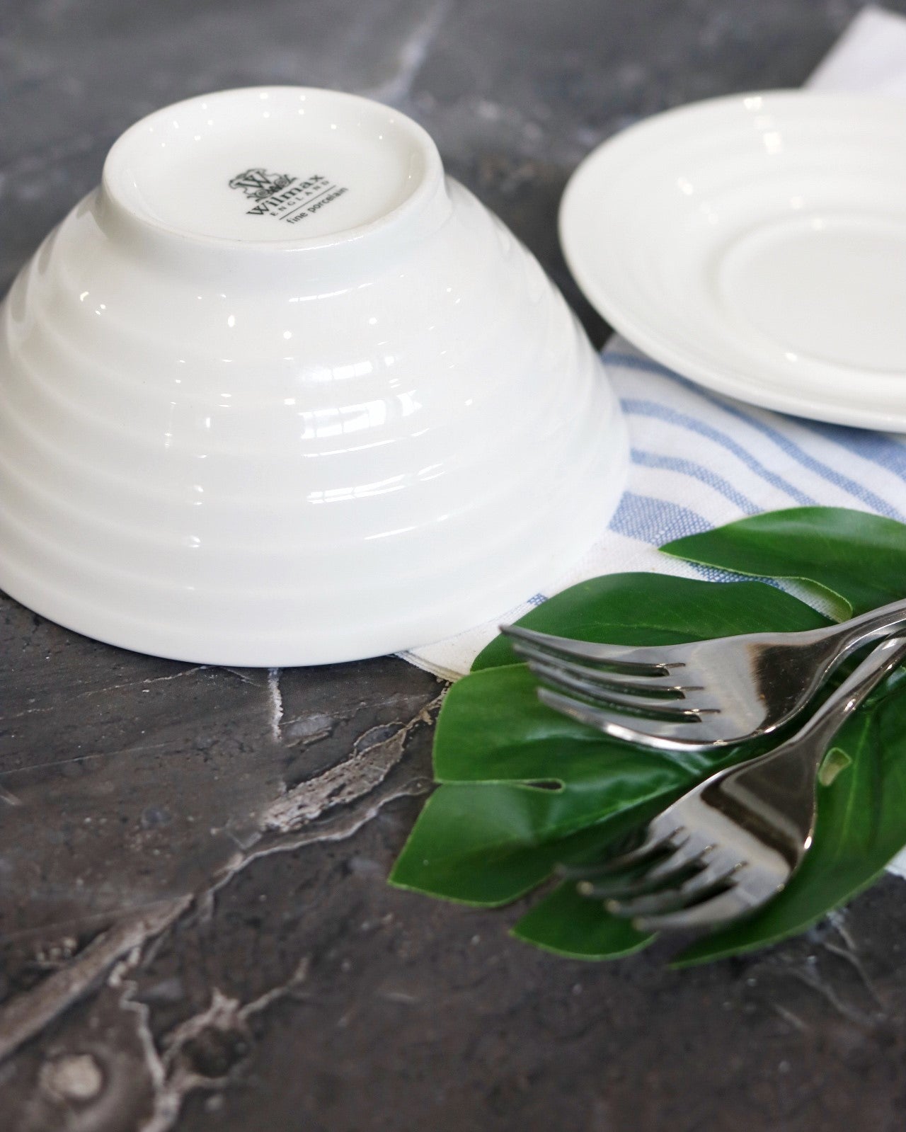 Wilmax England Porcelain Bowl & Saucer White WL-991146/AB