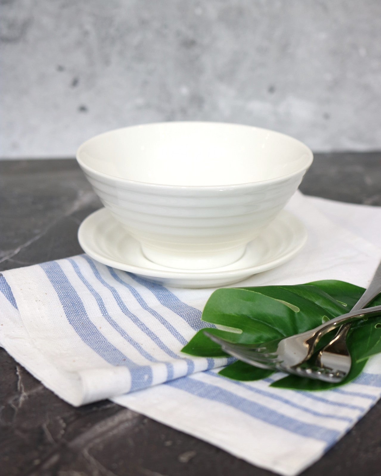 Wilmax England Porcelain Bowl & Saucer White WL-991146/AB