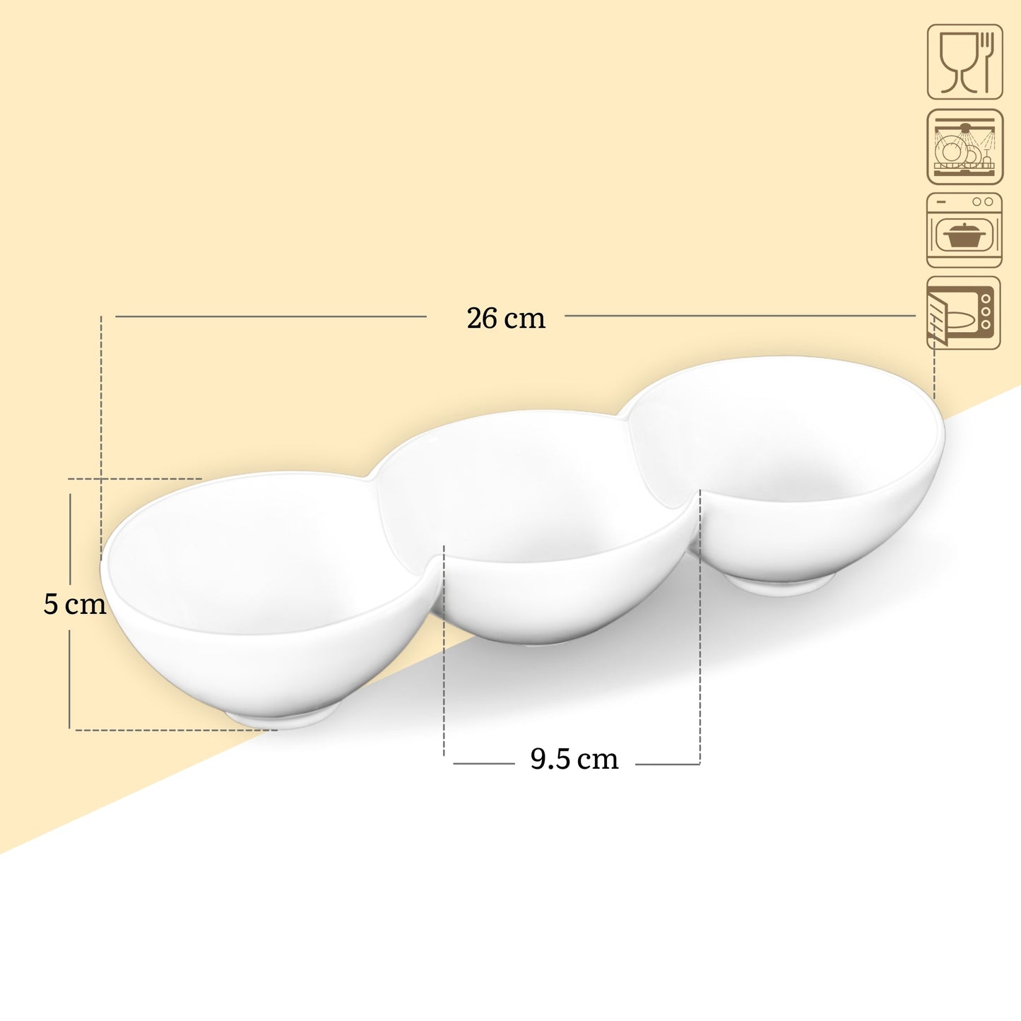 Wilmax Geteilter Teller Weiß 26 cm – Hochwertiges Porzellan – WL-992601/A