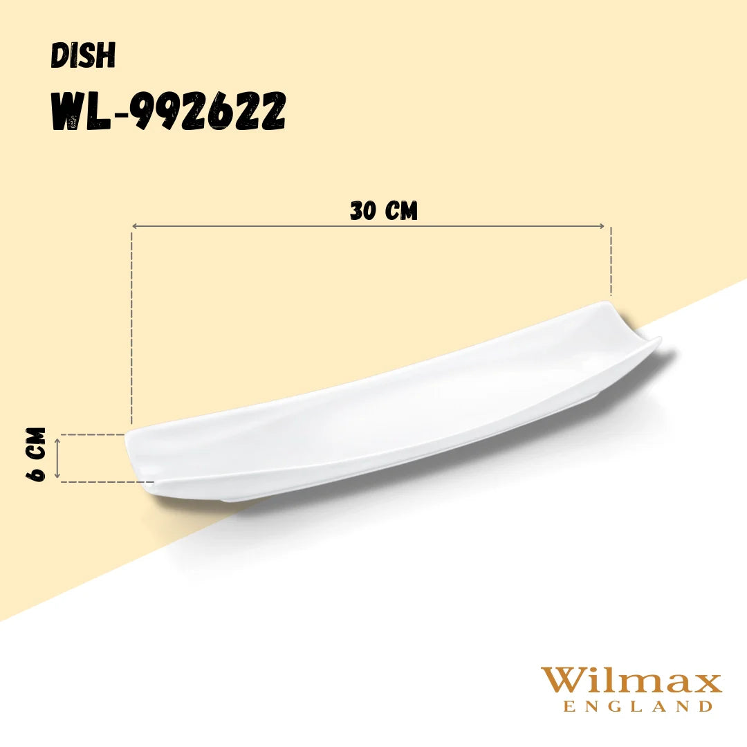 Wilmax England Serveerplaat 30x10 cm van porselein, Wit