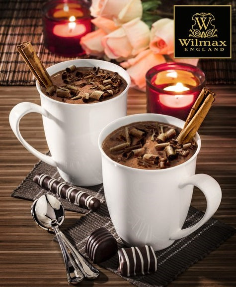 Wilmax  Porzellan Kaffeetassen Set 4er 380ml Weiß Modernes Kaffeebecher Set WL-993014/A4