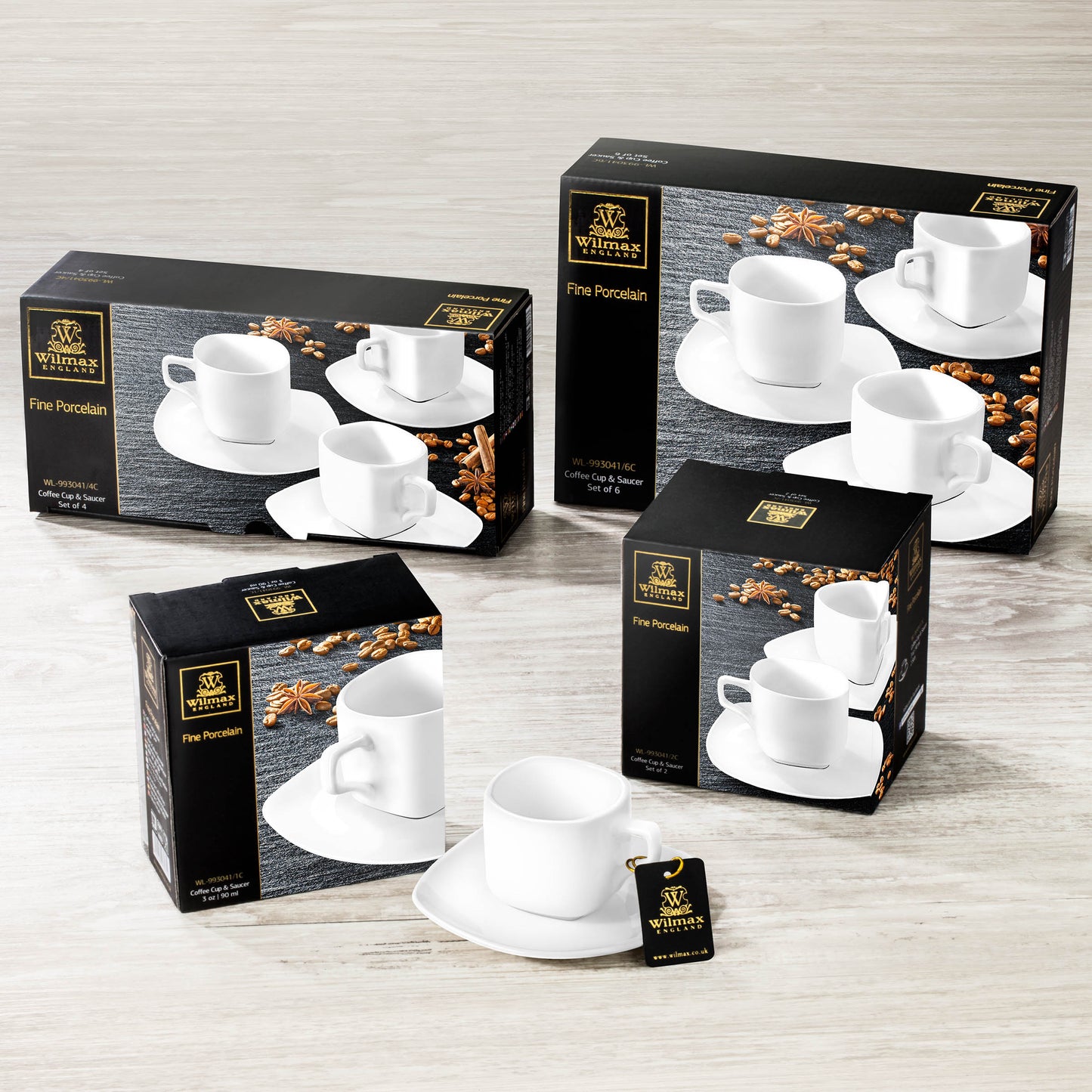 Wilmax England Coffee/Tea Cup and Saucer 90ml (4x) WL-993041/4C