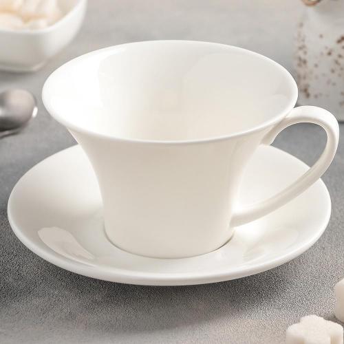 Wilmax Tea Cup & Saucer Porcelain White 430 WL-993172/AB