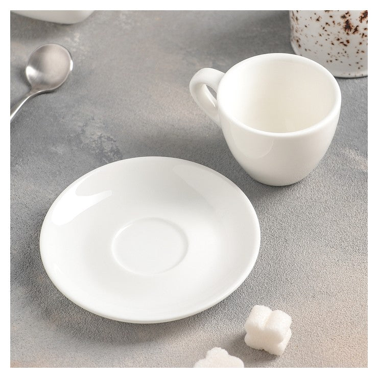 Wilmax Espressokop met schotel Wit Porselein WL-993173/AB