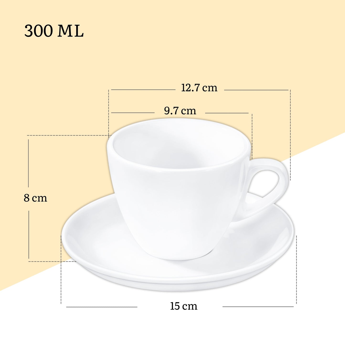Wilmax Tea Cup & Saucer 300 White Porcelain WL-993176/AB
