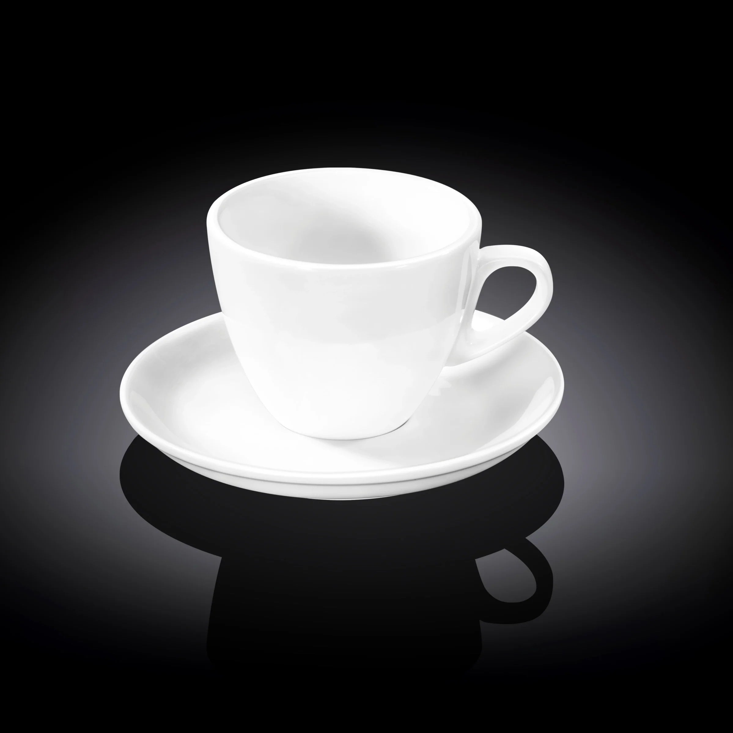 Wilmax White Porcelain Cups Saucers 6x WL-993176/AB6