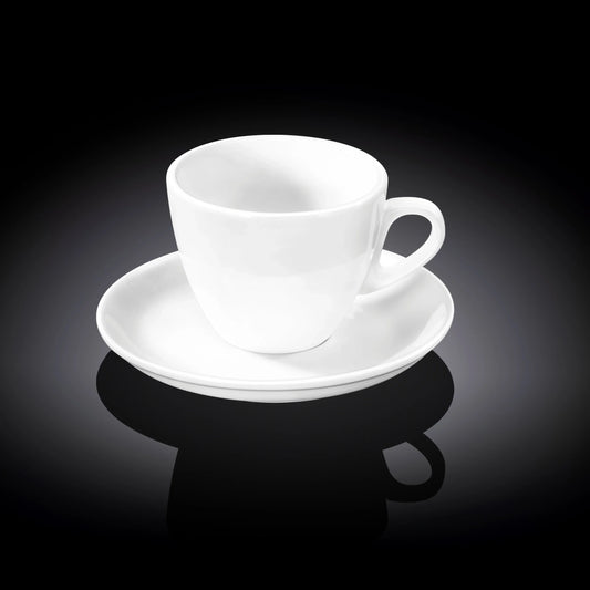 Wilmax White Porcelain Cups Saucers 6x WL-993176/AB6