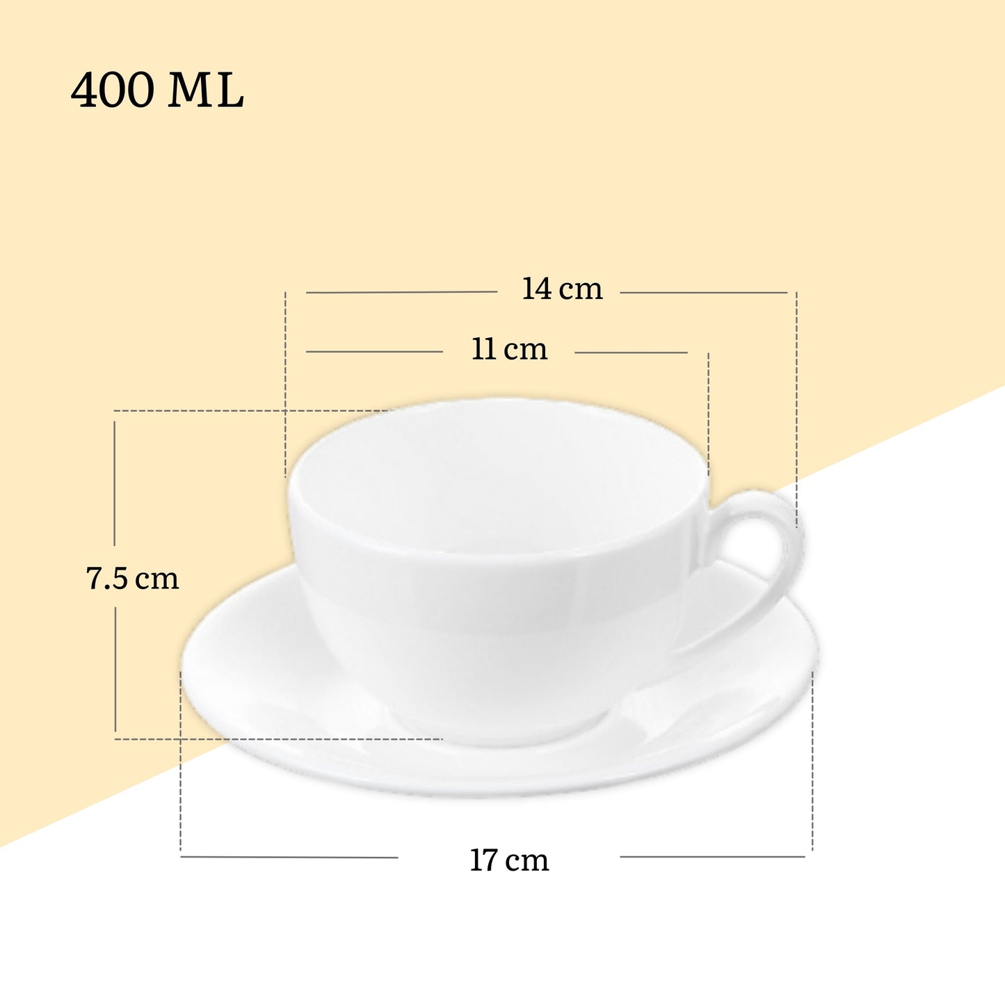 Wilmax Teacup with Saucer 400 ml White Porcelain WL-993191/AB