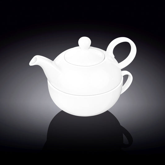 Wilmax England Theepot en Kop Set Wit Porselein