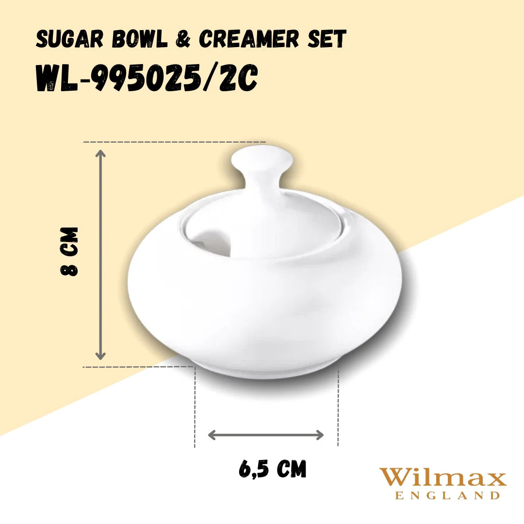 Wilmax Sugar and Creamer Set White Porcelain WL-995025/2C