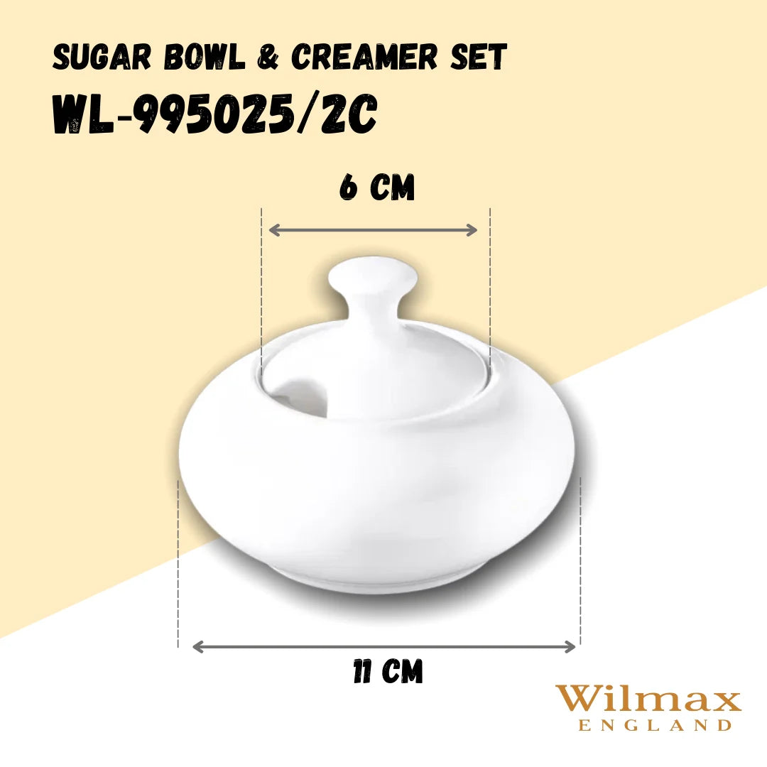 Wilmax Sugar and Creamer Set White Porcelain WL-995025/2C