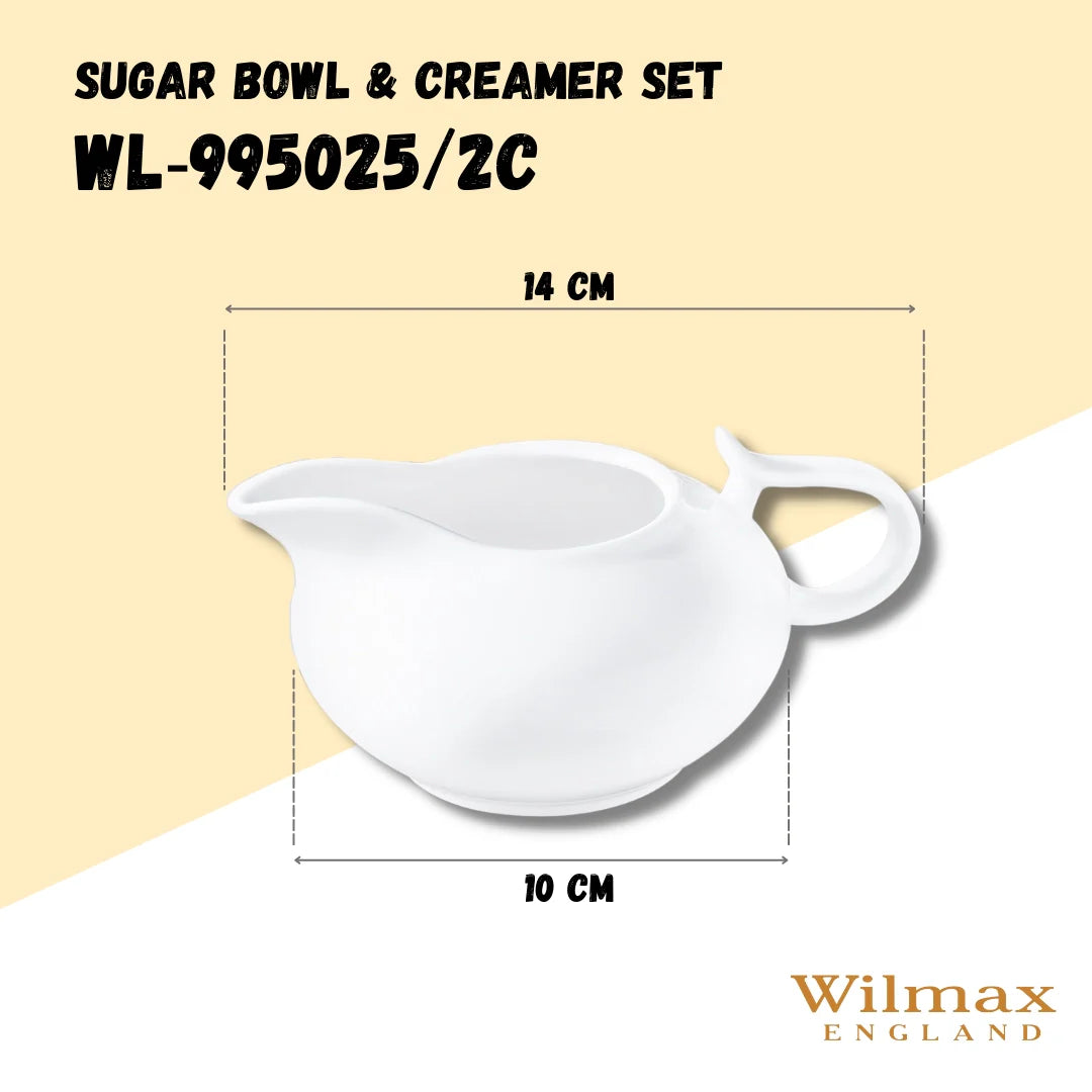 Wilmax Sugar and Creamer Set White Porcelain WL-995025/2C