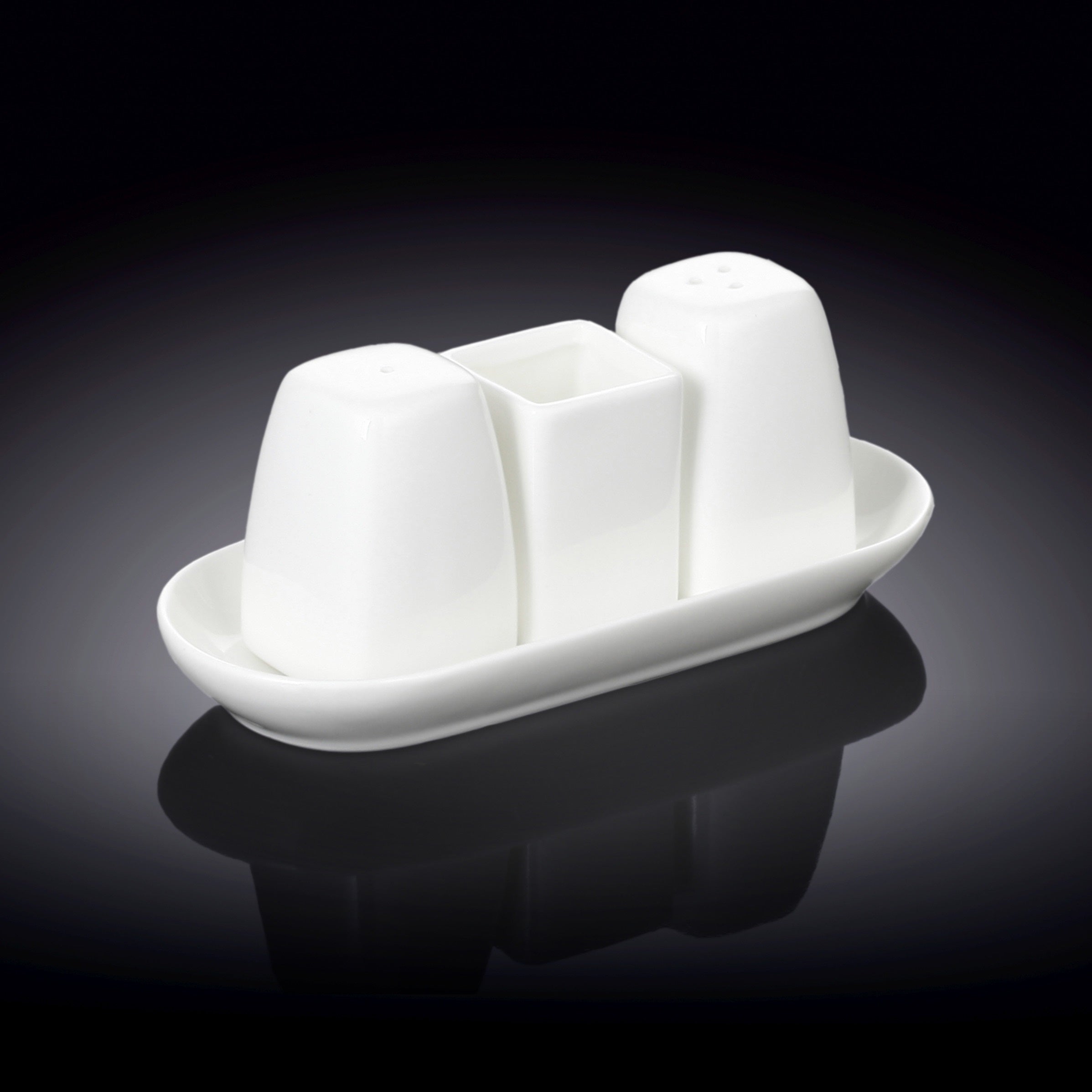 Wilmax Salz- & Pfeffer Set aus Porzellan mit Zahnstocherhalter WL-996005/SP