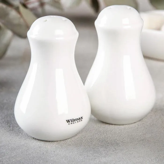 Wilmax England Salt & Pepper Shakers Set 2-piece Porcelain White