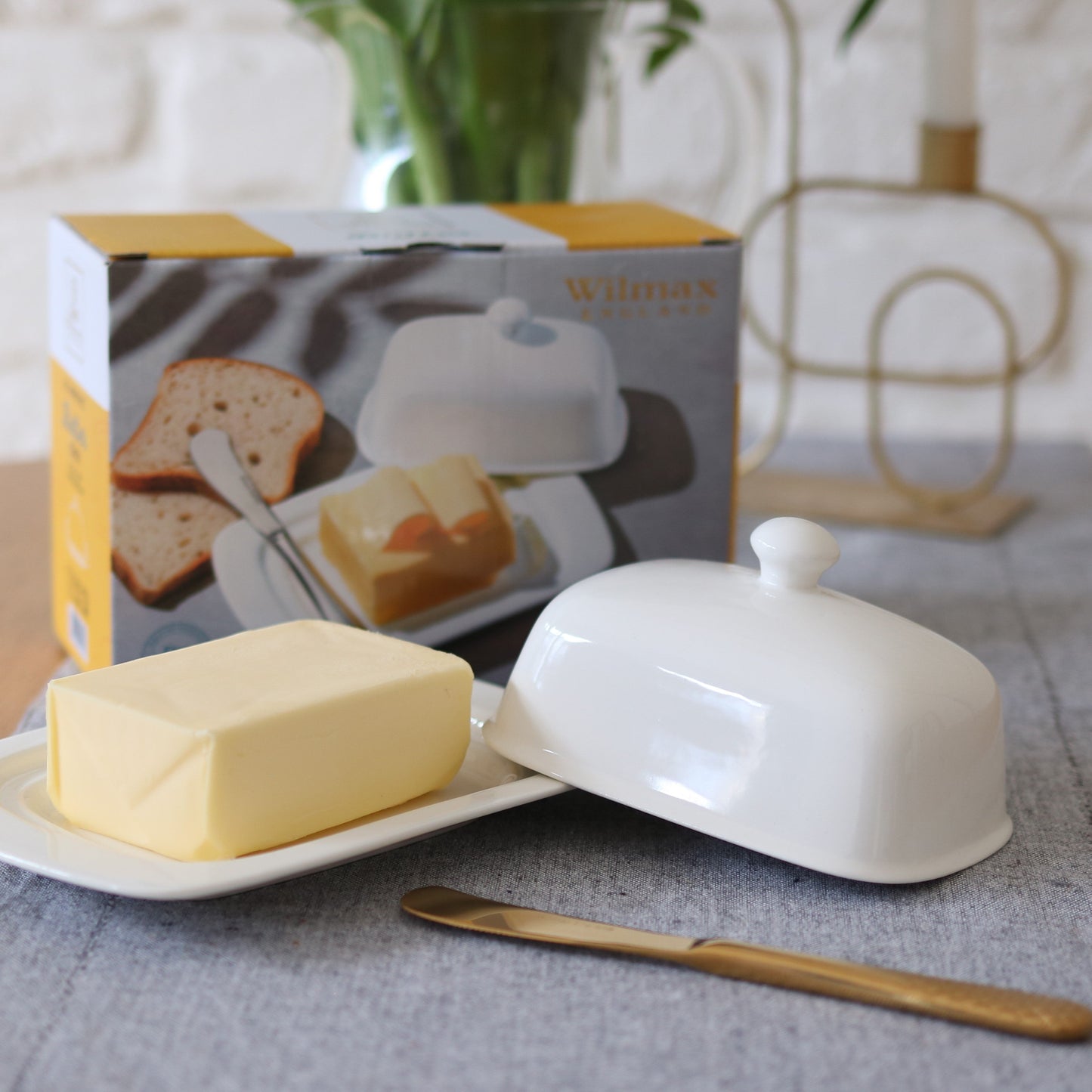 Wilmax Butterdose, Porzellan, 19 x 12,5 x 8,5 cm, WL-996109/A