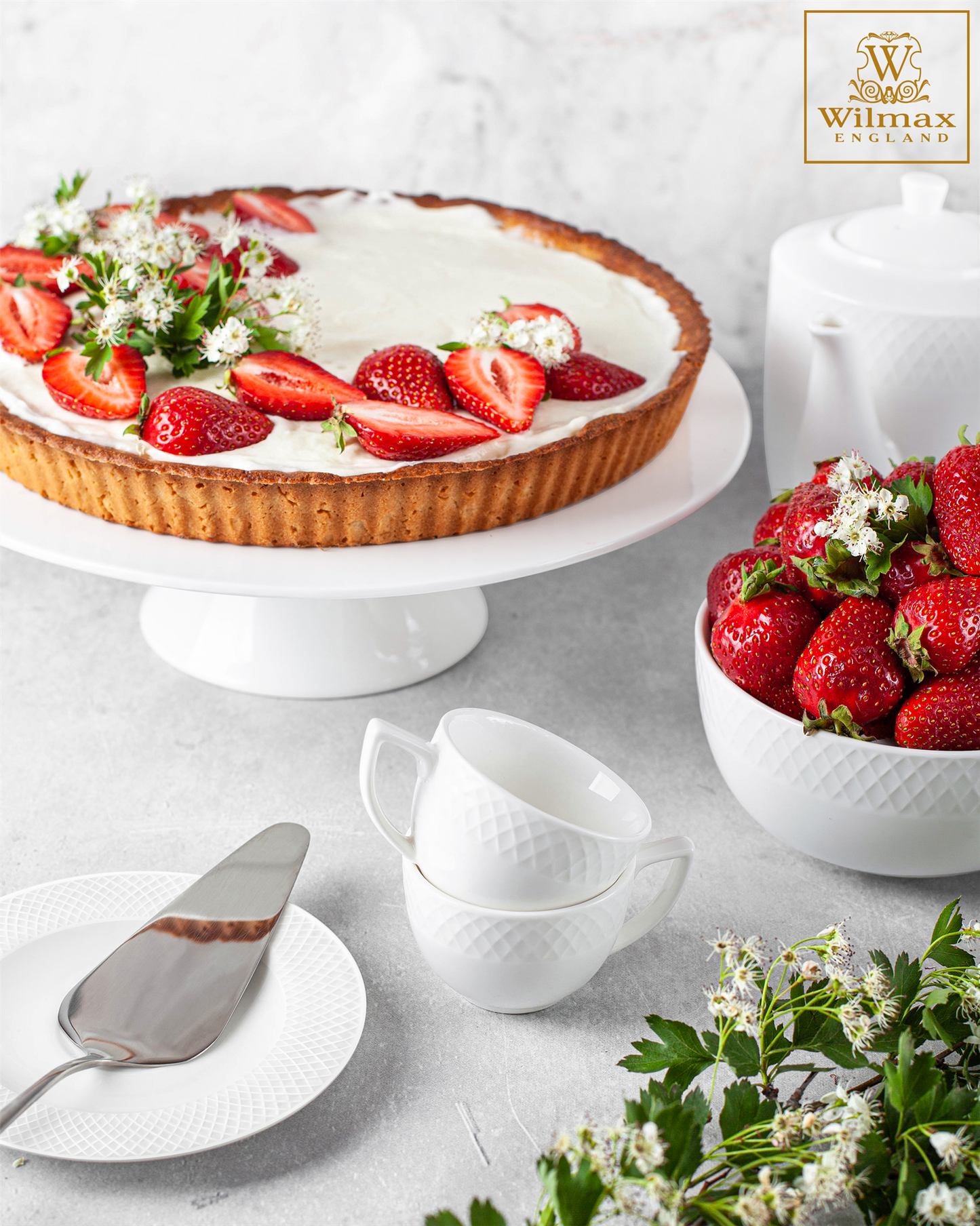 Wilmax Kuchenständer 30 cm aus Porzellan, elegantes Design – WL-996130/A